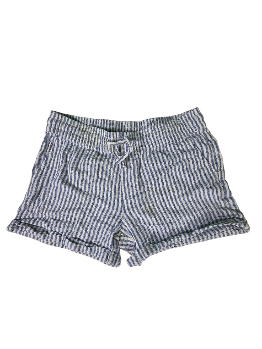 dip Women’s Blue & White Striped Drawstring Shorts  Elastic Waist Lightweight S